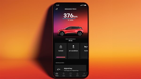 atslēdziet, aizslēdziet un iedarbiniet auto ar digitālo atslēgu - Renault Megane E-Tech electric