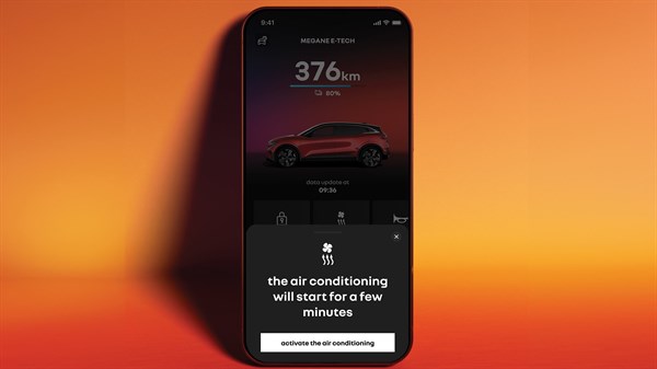 pārbaudiet nobraukuma diapazonu un iepriekšējo apsildi ar My Renault - Renault Megane E-Tech electric